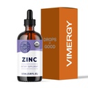 VIMERGY USDA Suplimente de zinc organic pentru femei si barbati (7,5 mg Zinc lichid per servire) Suport imunitar rapid-absorbant, Promoveaza oase sanatoase si piele, Vegan, pana la 57 serviri (115 ml)
