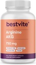 BESTVITE Arginine AKG 750mg (240 Capsule vegetariene) - Fără Steare - Vegan - Non OMG - Gluten Free
