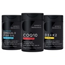 Sports Research 1250 mg Omega 3 Burpless Fish Oil from Single-Source Wild Alaskan Pollock, CoQ10 (200mg) Enhanced w/Coconut MCT Ulei pentru o mai bună absorbție și 5000iu vitamina D cu 100mcg Mk7 vitamina K