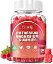 Potasiu Magneziu Gume Suplimente Potasiu Absorbţie mare Citrat de potasiu Citrat de magneziu Citrat, Suport Crampe musculare Relaxare pentru bărbaţi şi femei 60 Gume, Raspberry