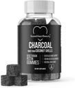 Gumiile Charcoal activate - Natural Coconut Shell Gummy Suplimente pentru dezintoxicare, Stomac Bloat & Oral Health - Gluten gratuit, Vegan & Pectin based - Acai Flavor, 60 Conte