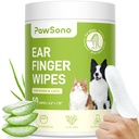 Ureche Degetul Urechi pentru câini și pisici, mai gros Dog Ureche Curățator Șervețele, Natural Relief Cat Ear Cleaner Dog, Pet Health Provisions for Dog Small Animal Cat, Aloe Scent Deodorizing - 50 Conte