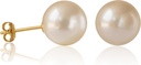 ApÄ proaspat ales manual Pearl Stud cercei 14K aur Plated Sterling Silver Round pentru femei hipoalergice