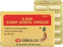 ILHWA Capsule coreene Ginseng (500 mg*50 Capsule, 25 Servings) - 250mg de 100% pulbere pură coreeană de rădăcină Panax. Ginsenozid 10 mg per Serving.