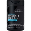 Sports Research Triple Force Omega 3 Ulei de peşte - Burpless Fish Oil Supplement w/EPA & DHA Fatty Acids from Single-Source Wild Alaska Pollock - 1250 mg, 90 ct