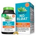 Zewise Health No Bloat Digestive Enzymes for Gut Health, Gas & Bloating Relief - Multi Enzime Digestion Supplement with Probiotics, Ginger, Turmeric Dandelion & Lactase - Men & Women - 60 Count