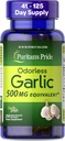 Puritan Pride Premium Odorless Usturoi Proaspete 500mg, Traditional Dietery Supplement for Heart Health and Circulation Support with Antioxidant Properties, 250 Rapid Release Softgels