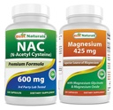 Cele mai bune Naturale NAC 600 mg & Magneziu Glicinat 425 mg