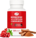 Berberine Supliment cu Ceylon Scorțișoară, Extract de lemn dulce, Berberine 6X pentru managementul sănătos al greutății, suport metabolic și imun (120 capsule)