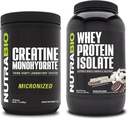 NutraBio Creatina Monohidrat, Nearomate, 500g și Whey Proteine Izolate, Inghetata Cream Cookie Dream, Supliment Bundle - Energie musculară, Lean musculare de creștere, recuperare, și puterea