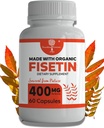 Fisetin Organic Supliment Capsule 400mg -4X mai puternic- Bioflavonoid natural Similar cu Apigenin, Querbetin, luteolin - Activator Senolitic poate sprijini sanatatea creierului, & Age-Defying