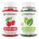 PUREFINITY Tart Cherry and Super Greens Gumies Bundle (Uric Acid Flush & Cleanse with your Daily Greens)