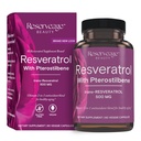 Reservage Beauty, Resveratrol 500 mg cu Pterostilbene, Antioxidant Supliment pentru Suport Immun si Heart Health, Sustine imbatranire sanatoasa, Paleo, Keto, 60 capsule (60 Servings)