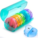 Sukuos Larg Săptămânal Pill Organizator 2 ori pe zi, Daily Pill Box 7 zile Easy to Open with Dublu Protection, AM PM Pilula Case pentru Medicina/Vitamin/Fish Oil/Supplements (Cyan)