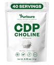 Purisure CDP Choline Powder, 10g, CDP Choline Suplimente care susţin atenţie, focus, şi energie, Citicalină pulbere pentru funcţie cognitivă, creşte motivaţie şi productivitate, 40 Serviri