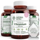 Natural Nutra GTF Crom Polinicotinat cu ChromeMate, Suportă metabolismul organismului, Promovează sănătatea corpului, Health cardiovascular 200 mcg, 60 comprimate Vegan