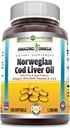 Amazing Omega Norvegian Cod Ulei de ficat de ficat 1250 Mg Softgels Supliment 
