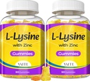L Lysine Gummies 1000mg cu zinc - Suporturi piele, Lip, Vegan, Gluten gratuit, 60 L-Lysine masticabile pentru adulți, Vitamine Sanatate tisulara si sistemul imunitar, Amino Acid & Suplimente complexe, Non-GMO(2Pack)