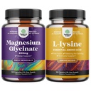 Bundle de magneziu Glycinate capsule pentru femei și bărbați pentru stare de spirit și relaxare și L-lisine aminoacizi esențiali pentru sănătatea ochilor de îngrijire a buzelor suport osos Sistemul imunitar de sprijin pentru creșterea musculară