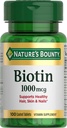 Natura lui Bounty Biotin, susține metabolismul pentru energie și sănătos păr, piele, și unghii, 1000 mcg, 100 comprimate