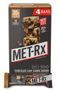 MET-Rx Big 100 Baruri de proteine Colosal, mare ca de înlocuire sănătos masă, Snack, și ajutor de sprijin energie, Gluten gratuit, Chocolate Chip Cookie Dough, 100 g, 4 Conte (Packing May Vary)