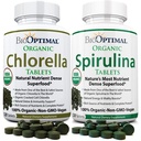 BioOptimal Chlorella Spirulina - Bundle - Organic Chorella Tablets & Organic Spirulina Tablets, 120 Conte Fiecare, Premium Quality 4 Certificari organice