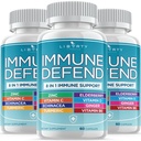 8 din 1 Imunity Defense Supplement Supplement Vitamine Imunity Booster cu Zinc 50mg, Vitamina C Elderberry VIT D3 5000 UI, Curcumin Turmeric & Ginger, Echinacea - Alergie Ajutor pentru copii Adulți
