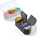 Organizator de pastile săptămânale, 2/3/4 ori pe zi, design de deschidere dublă-sized, cutie pilula portabilă pentru păstrare medicamente/Vitamins/Oiluri de pește/Supplements (Dispozitive grile albe 2PC)