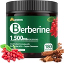 Suplimentul Berberine organice - 180 Conte Berberine cu Ceylon Scorțișoară & Citrus Bergamot,Cinnamon Suplimente, Berberine 1500mg Complex, 3-Month Supply