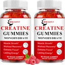 (2 ambalaj) Creatină Monohidrat Gummies Zahăr Creatină masticabilă pentru construirea musculare,Boost Focus,Strength,Edurance, 5g Creatină Monohidrat Gummy pentru bărbați și femei, 4X mai puternic decât capsulele de pulbere