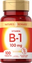Vitamina B1 100mg (Thiamine) - 100 Conte - Vegetarian, non-GMO & Gluten supliment gratuit - prin recompensa naturii