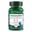 Produse de puritate Memory500 Bacopa monniera/Brahmi Elite Nootropic Complex - Suportă performanță cognitivă maximă*, viteză crescută de învățare* și memorie sănătoasă & Recall* - 30 Vegetarian Caps