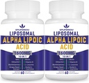 Acid lipozomal Alpha Lipoic 1600 mg per Serving, Acid lipoic Suplimente nutriţionale pentru sănătate antioxidantă, energie şi metabolism-gluten Free & Non- OMG 120 Capsule