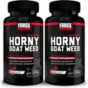 Force Factor Horny Goat buruieni pentru bărbați, Natural Male Drive și Vitality Supliment cu ingrediente naturale pentru absorbție superioară, Seria Fundamentală, 750mg, 60 Conte (Pachet de 2)