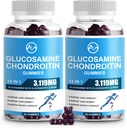M inch Glucosamină Chondroitin Gummies, 1500mg Glucosamină & 1000mg MSM per Serving, Supliment de sprijin comun pentru adulți, Aroma de elderberry, 45 Serviri (Pachet de 2)