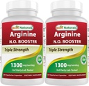 Cel mai bun Naturals L-Arginină NO Booster Triple Putere 1300 mg Servirea 120 Veg Capsule (120 Conte (Pachet de 2))