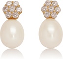 18K aur placat Sterling Silver Stud roz cultură Pearl picătură cercei