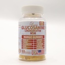 Glucosamină Chondroitin Gummies cu MSM 60 CT Zahăr Glucosamină Chondroitin Gummies Triple Putere pentru sănătate comună și sprijin imun pentru adulți, Bărbați și femei - Mango Flavor