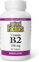 Factori naturali - Vitamina B2 Riboflavin 100mg, Suport pentru energie și metabolism normal, 90 comprimate