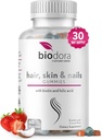 Pielea de păr și unghii Gumiile, Gumiile de biotină cu rezistență suplimentară cu acid folic, inozitol și vitamine, COMPOS Symptom Relief & Hormon echilibru, zahăr-gratuit căpșuni și nucă de cocos aroma, 60 Gummies