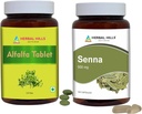 HERBAL HILLS Alfalfa Tablet și Senna Leaf Capsule ambalaj de 2 Combo