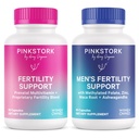 Roz Stork & Blue Stork His and Hers Fertility Bundle: Suplimente de fertilitate pentru femei, Suplimente de fertilitate pentru bărbaţi, Fertilitate Vitamina prenatala, Vitex, Inositol, Folat, Vitamina B6, 60 Capsule