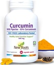NOU ROOTS HERBAL Curcumina Turmeric Supliment 500mg cu Gingers & Black Pepper Extract - 20x O mai bună absorbție 