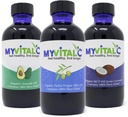 MyVitalC Combo de ulei de măsline organic extra virgin, ulei MCT & Avocado - ESS60 supliment antioxidant - pentru anti-îmbătrânire, longevitate, somn, energie - Pachet de 3