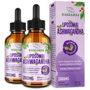 Liposomal Ashwagandha Picături lichide 2000mg, Ashwagandha Supliment extract rădăcină (7% Witanolide) cu extract de piper negru & Probiotice pentru focus, Cognition & Energy - 4 FL.OZ (2 flacon)