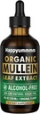 Mullein picături pentru plămâni Curățați, Vegan Mullein Extract de frunze Tinctură cu clorofilă, Suport Immune,Respirator - 4 fl oz (120 ml)
