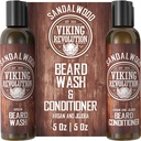 Viking Revolution Beard Wash & Beard Balsam Set de ulei w/Argan & Jojoba - Softens & Consolides - Natural Beard Shampoo w/Bard Oil Sandalwood (5oz)