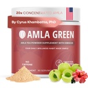 Amla Powder & Green Tea Superfood Supliment cu Hibiscus, 20x Ultra concentrat Amla, suport antioxidant, Made with Oolong Tea and Indian Gooseberries, Organic, Vegan, Hibiscus, 90 Servings