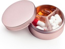 Caz pilula mica 3 Compartimente, Metal Round cutie pilula portabila, rezistent la apa Organizator de pastile de călătorie, Pocket Purse Medicine Detinator de vitamine EDC Container (Rose Gold)