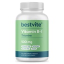 BESTVITE Vitamina B-1 (Thiamin) 500 mg (120 capsule vegetariene) - Fără Steare - Vegan - Fără carbonat de calciu - Fără OMG-uri - fără gluten - fără oxid de siliciu